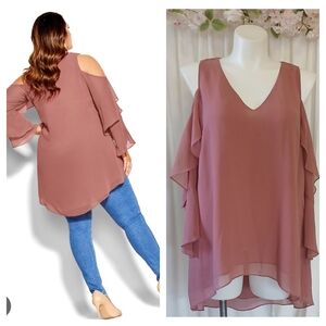 Elegant Mauve Cold Shoulder Top